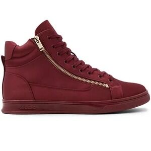 Aldo Shoes Mens Size 11 Antonio High Top Bordo Fashion Sneakers Burgundy Zip Up
